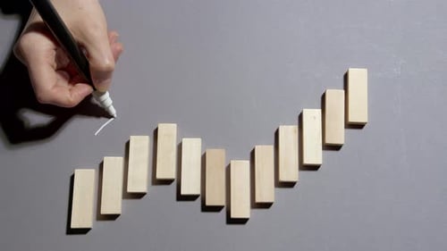 Financial recovery chart. Hand draws an arrow up. Growth concept.