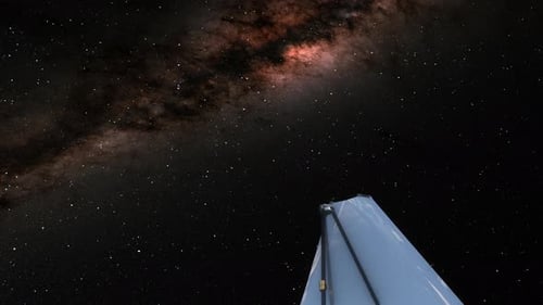 Le télescope spatial James Webb JWST voyage dans l'espace lointain avec un arrière-plan de galaxie de la Voie lactée avec