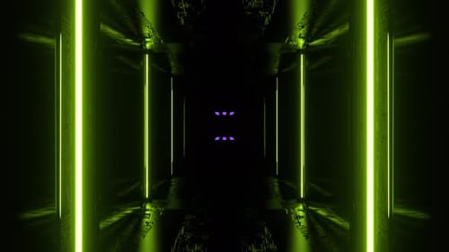 Purple And Light Green Sci Fi Strobe Light Beams Tunnel Background Vj Loop I 4K