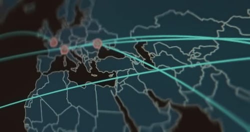 Animated World Map with Digital Connections and Data