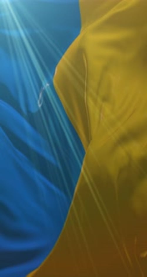 Fluid Blue and Yellow Fabric Waving Background Animation