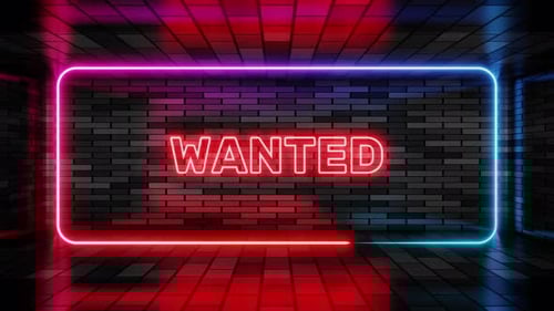 Animated Neon WANTED Sign Reveal on a Brick Wall