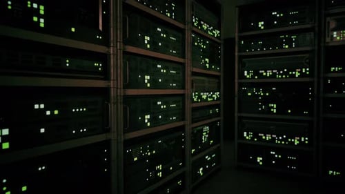 Network Server Room with Computers for Digital Tv Ip Communications