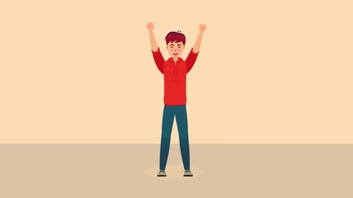 Animated Young Man Performing Diverse Actions and Emotional States