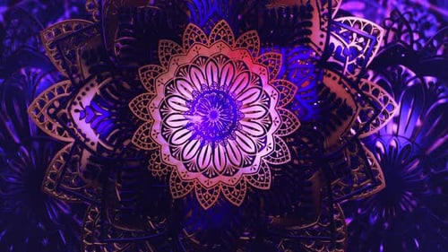 Lebendiges lila Mandala leuchtet hell