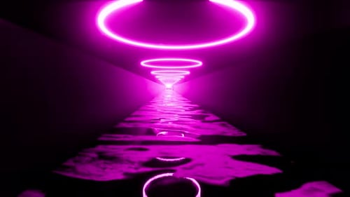Neon Tunnel Pink Circle Lights Technology Bright Modern Room