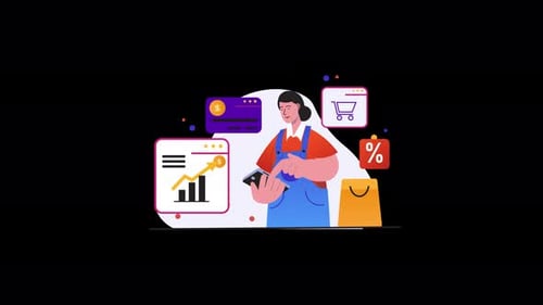 Modern Business Management Animation with Mobile Phone and Data Graphics