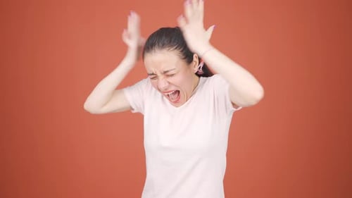 Woman exploding with anger.