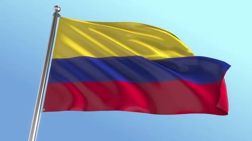 Colombian National Flag Waving in Realistic Style