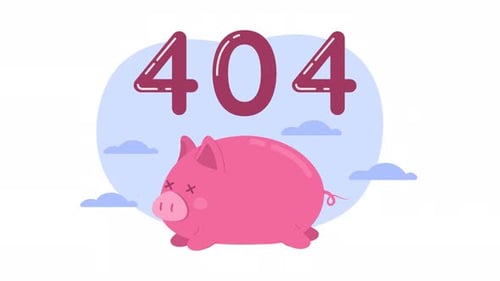 Animierter 404-Fehler „Abgelaufenes Schweinchen“