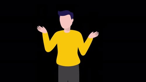 Flat Design Animated Male Character Shrug Gesture