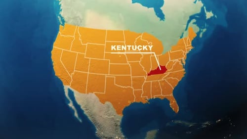 United States Map Animation – Kentucky State Highlight