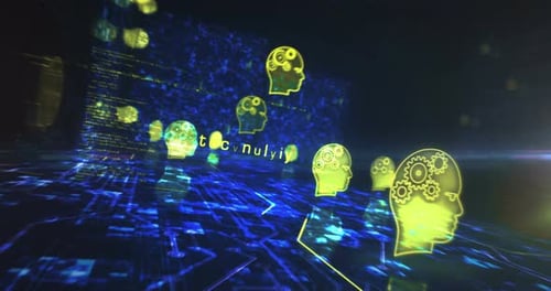 Artificial intelligence technology AI symbols loop cyber concept
