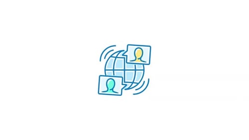 Global Network People Communication Line Icon Animation