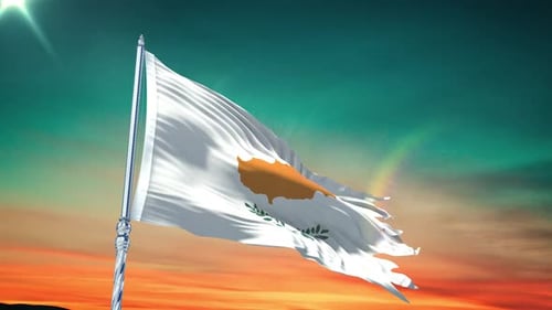 Waving Flag of Cyprus with Realistic Fabric Motion