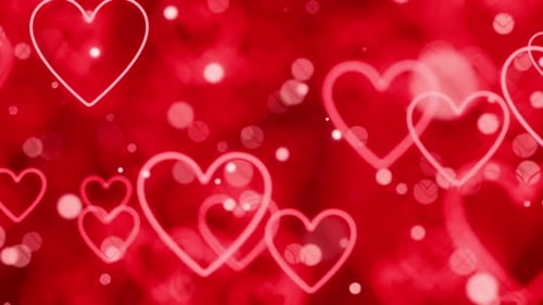 Animated Red Glowing Hearts and Bokeh Loop Background