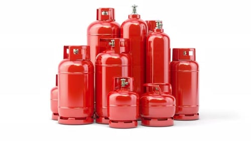 Rotating Red Gas Cylinders 3D Animation