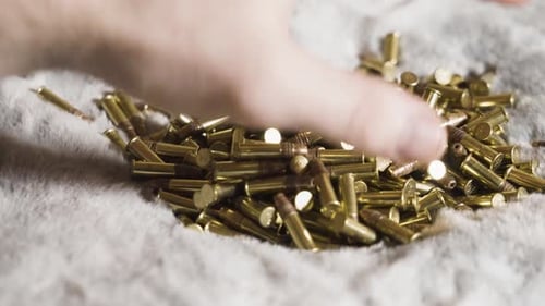 Pile of .22 Caliber Bullets on Fluffy Surface