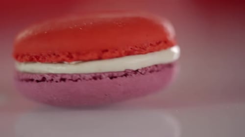 Close Up of Pink and Red Macaron Dessert