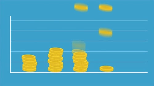 Stacks Of Gold Coins Growing Up Without Arrow 4K