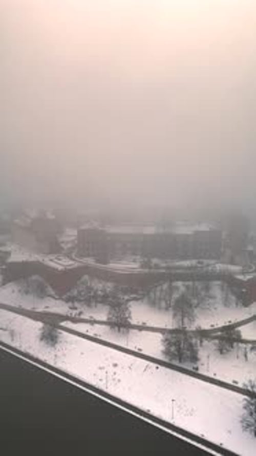 Wawel in Winter at Sunset From a Bird'seye View in Vertical