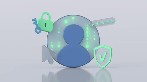 Metapher für Internetsicherheit und Cyberschutz. Mobile Anwendung oder Website-Konto. 3D-Animation