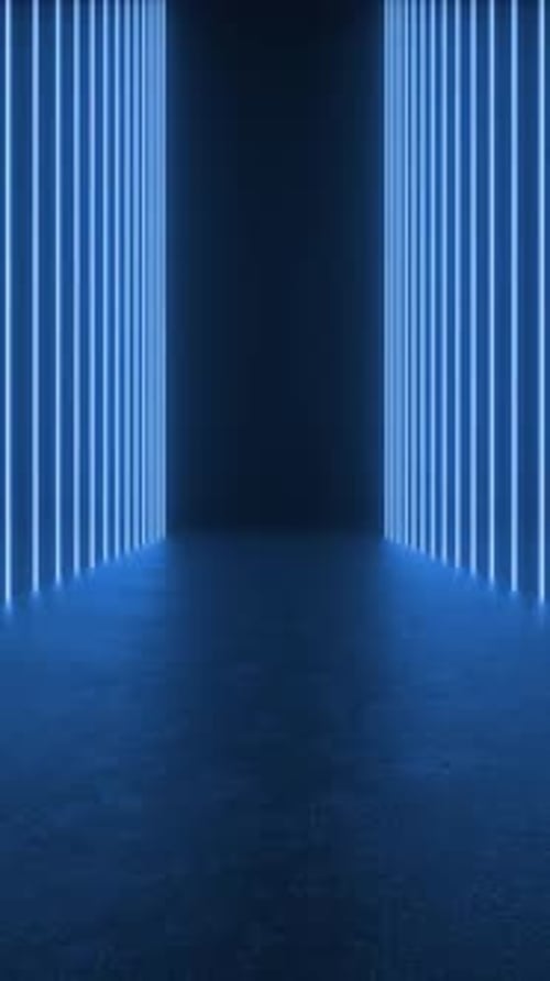 A 3D animation loop featuring futuristic neon