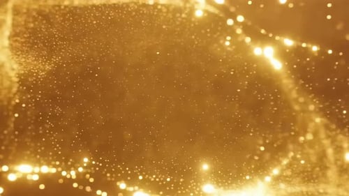 Golden Glitter Particles Flowing Abstract Background Loop