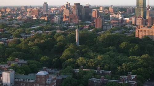 Aerial view of Fort Greene Park at sunrise