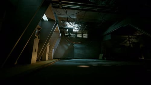 Abstract Moving Light Rays in Dark Industrial Space