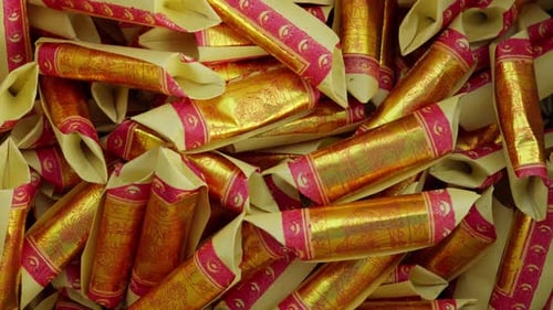 Burning joss or incense paper during Cheng Beng or Qingming, a Chinese festival, to honor ancestors