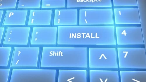 Futuristic Computer Keyboard Install Text on Key