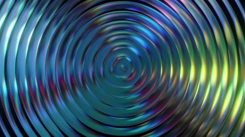 Futuristic Iridescent Concentric Circles Loop Background