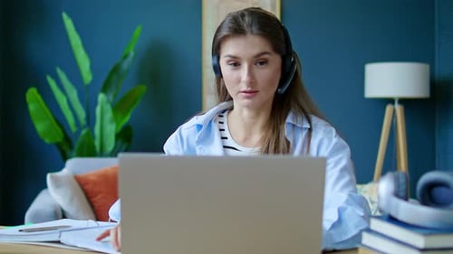 Woman Working From Home on Laptop