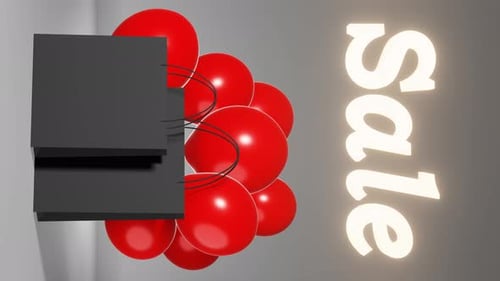 3D Sale Promotion Animation with Shopping Bags and Red Balloons