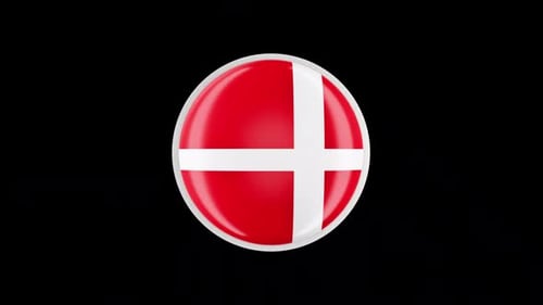Animated 3D Denmark Flag Icon Spinning