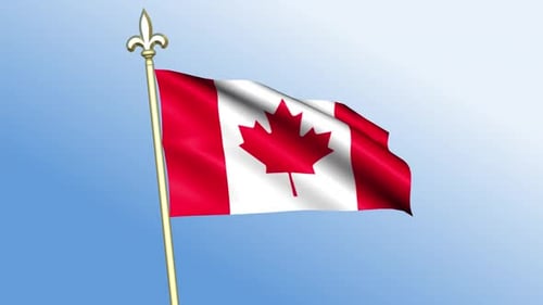 Realistic Canadian Flag Waving Animation on Gold Pole