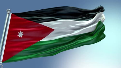 Realistic Waving Jordan Flag On Clear Sky Background