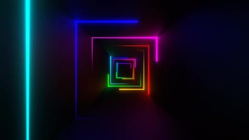 Multicolor Seamless Neon Squares Tunnel Background Vj Loop In 4K