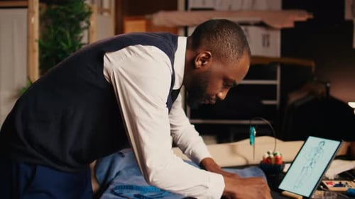 Fashion Designer Tailoring in Studio Workplace