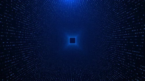 Cyber tunnel. Futuristic interface flying into digital technologic tunnel. Abstract digital backgrou