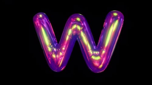 Futuristic Inflated Letter W Loop Animation