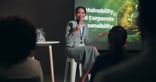 Woman Giving a Presentation About Sustainability