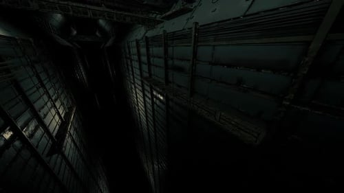 Dark Futuristic Sci-Fi Tunnel Downward Flythrough
