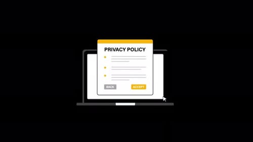 Animated Laptop with Privacy Policy, Accept Button. Privacy Protection Concept Video - Transparent