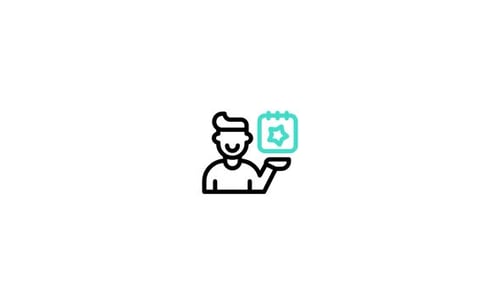 Animated Flat Design Icon: Person Holding Calendar with Star