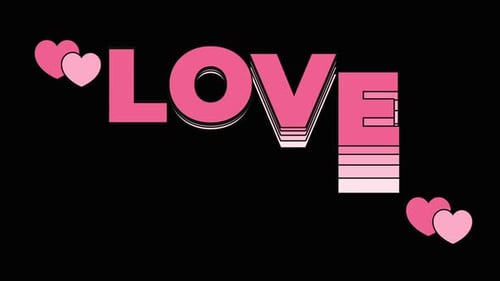 Animated Love Text with Geometric Layered Effect