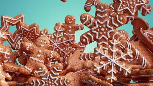 Festive Falling Gingerbread Christmas Cookies Animation