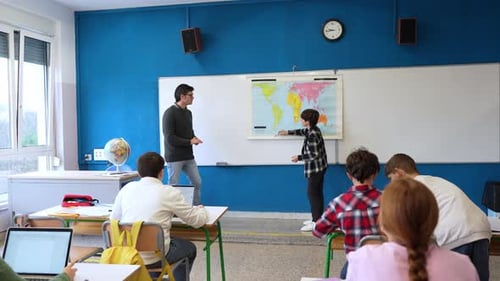 Geography Class with Interactive Lesson
