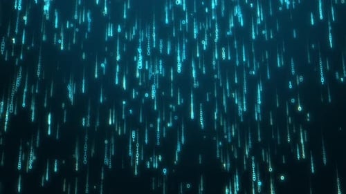 Futuristic Data Flow: Falling Binary Matrix in Dark Digital Space